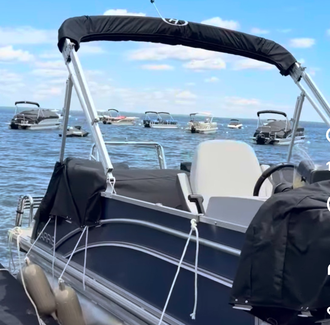 Harris pontoon rental at Long Beach Marina on Sebago Lake